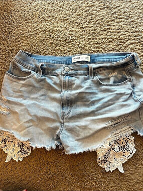 Mudd  Distressed Lace Jean Shorts